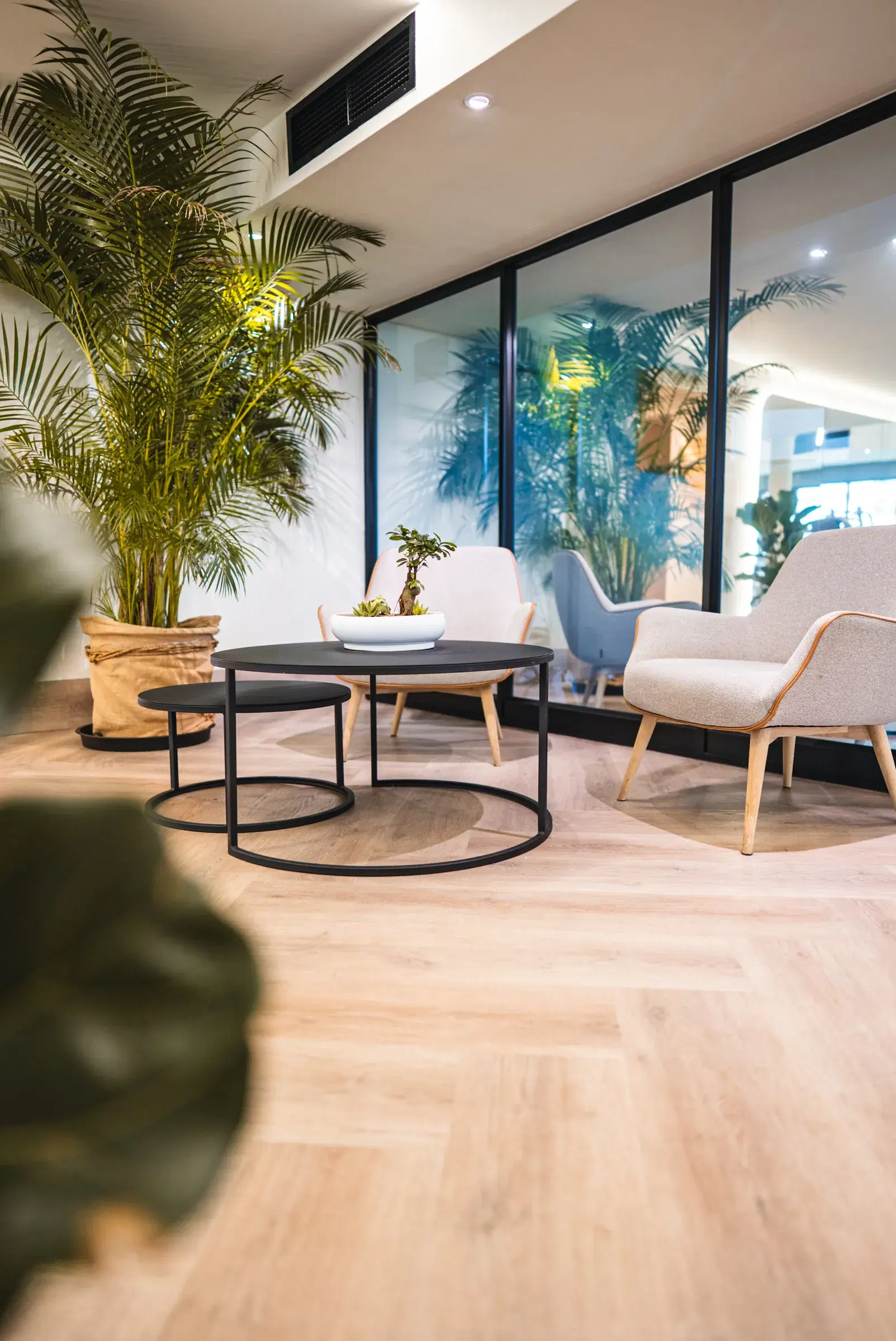 The WellNest Gold client lounge at 183 Bree Street, Cape Town
