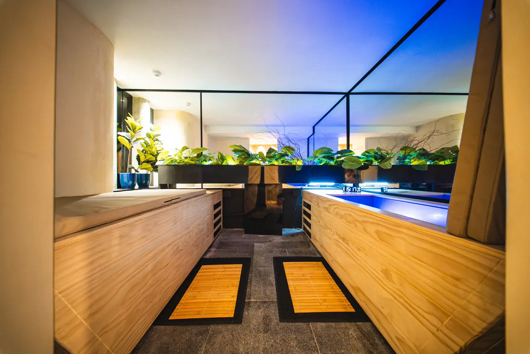Two cold plunge baths in the WellNest contrast therapy room