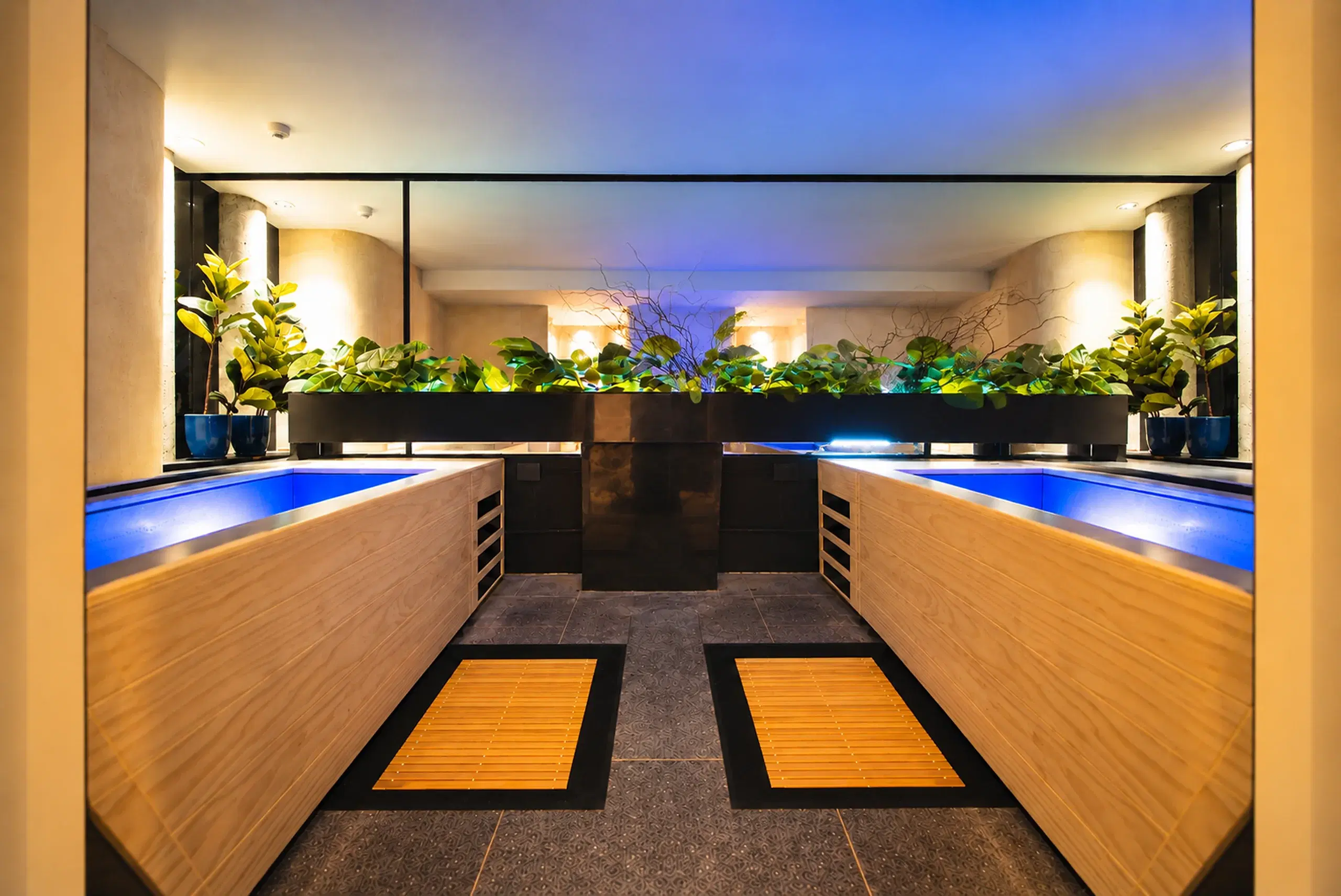 Two cold plunge baths in the WellNest contrast therapy room