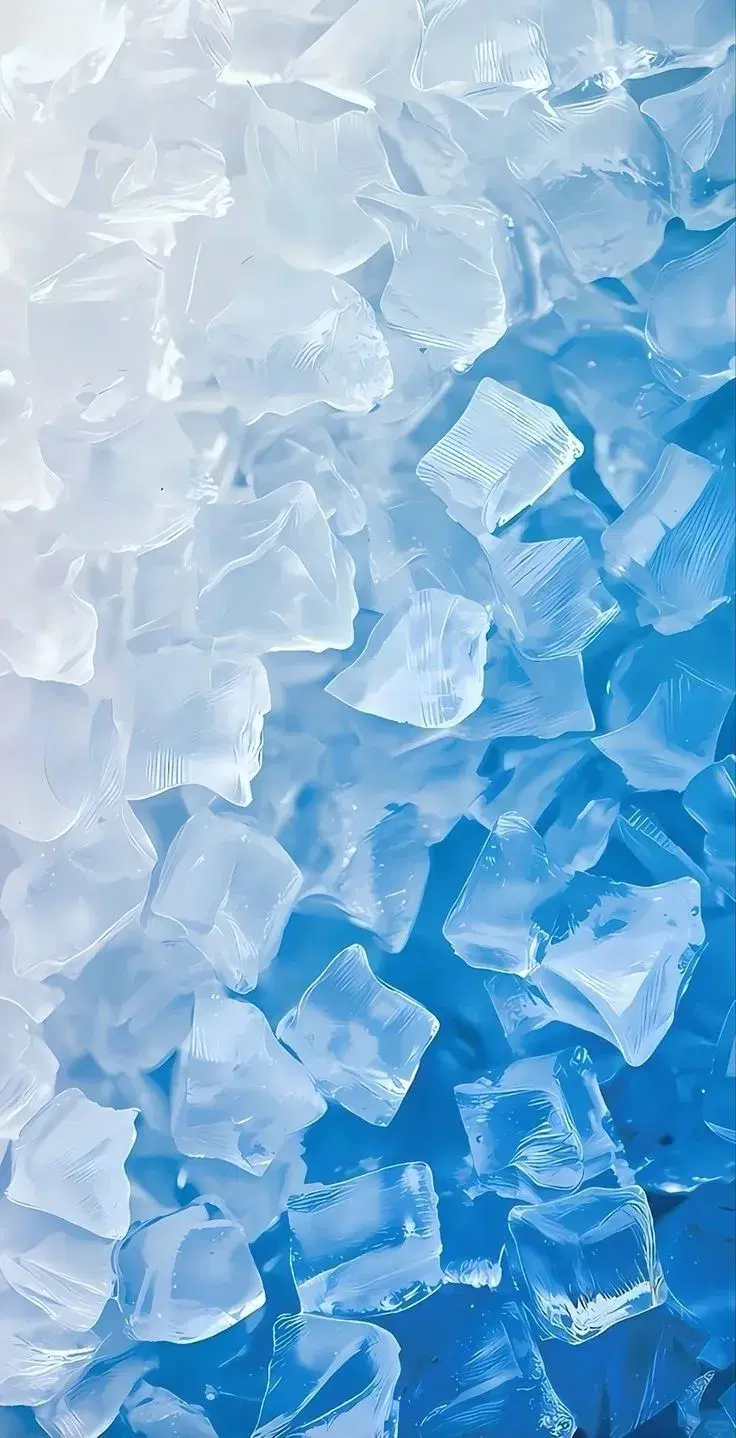 Ice cubes against a cold blue ground