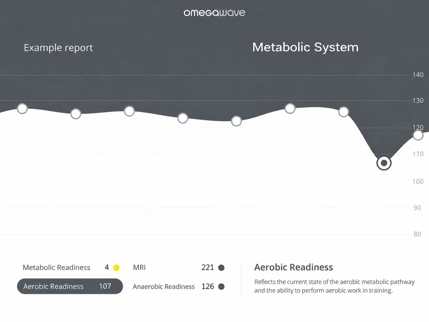 Illustrative Omegawave metabolic system results screen