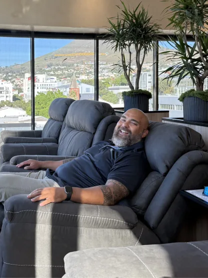 Member relaxing in the recovery lounge at WellNest Gold, Cape Town